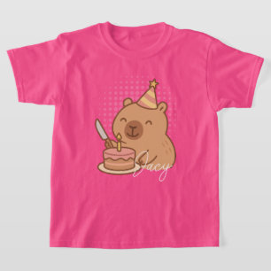 Schattige Kinder Capybara die taart eet Verjaardag T-shirt