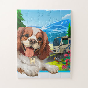 Schattige Kinder puzzel Happy Cavalier Puppy Legpuzzel