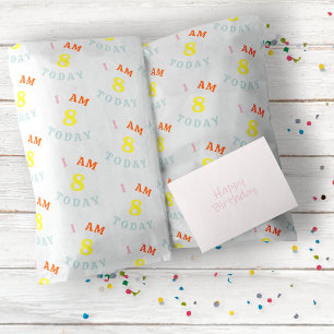 Schattige Kinder Verjaardag Ik Ben Vandaag Leeftij Cadeaupapier