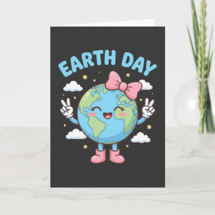 Schattige Kinderen Aardedag Meisje Planeet kawaii Kaart