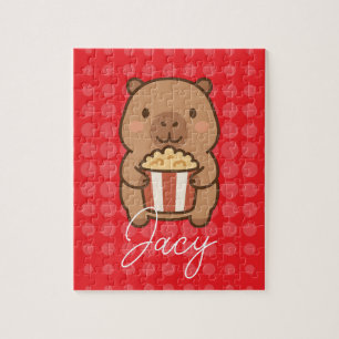 Schattige Kinderen Capybara eet popcorn Legpuzzel
