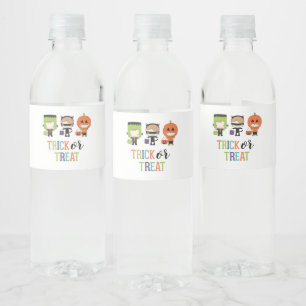 Schattige kinderen Halloween verjaardag Trick or T Waterfles Etiket