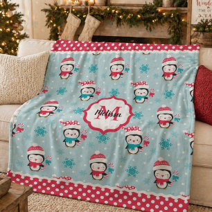 Schattige Kinderen Kerstmis Winter Pinguïn Fleece Deken