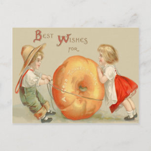 Schattige Kinderen Rollen Pompoen Briefkaart