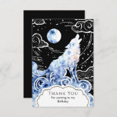 Schattige Kinderen Wolf Verjaardag Bedankkaart (Voorkant / Achterkant)