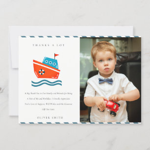 Schattige Kinderen Zeevaart Boot Foto Elke Leeftij Bedankkaart