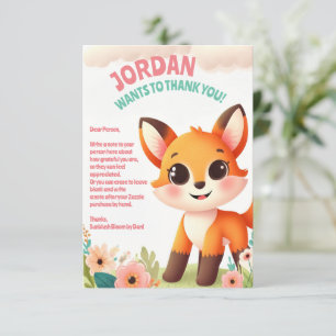 Schattige kinderfeestje van Little Fox Bedankkaart