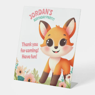 Schattige kinderfeestje van Little Fox Reclamebord Met Voetstuk