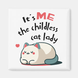 Schattige kinderloze kattenvrouw magneet