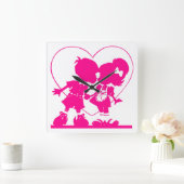 Schattige kinderwandklok vierkante klok (Huis)