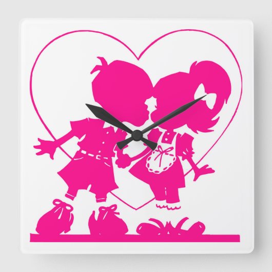 Schattige kinderwandklok vierkante klok (Voorkant)