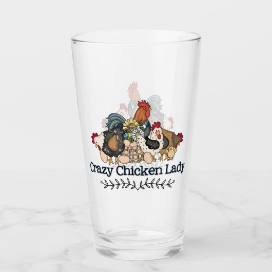 schattige kip in een land glas (Voorkant)