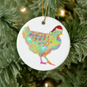 Schattige kip Kerstman Keramisch Ornament