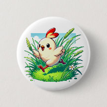 Schattige kip loopt gelukkig