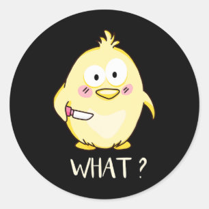 Schattige Kip Met Mes - Volwassenen Humor I Kippen Ronde Sticker