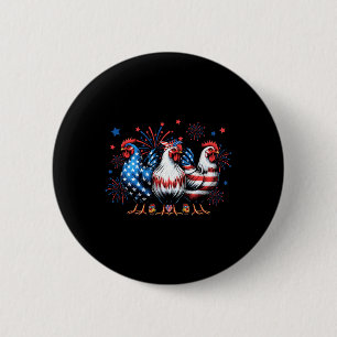 Schattige Kip Usa Vlag Patriottische Kip Liefhebbe Ronde Button 5,7 Cm