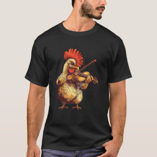 Schattige Kip Vioolspelende Muzikant Muziek T-shirt