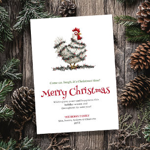 Schattige Kippen Grappige Watercolor Kerst Groet Feestdagenkaart