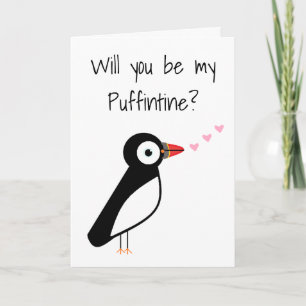 Schattige kitschige Puffintine Valentijnsdagkaart Kaart