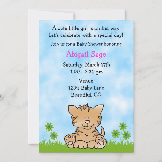 Schattige Kitten Baby shower Uitnodiging (Voorkant)