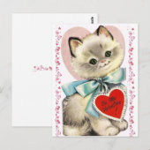 Schattige  Kitten Cat Valentijn 1950 Briefkaart (Voorkant / Achterkant)