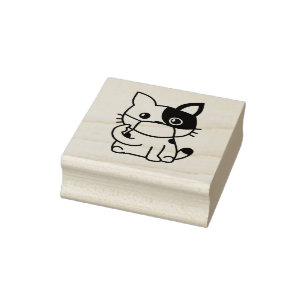 SCHATTIGE KITTEN DRAGEN GEZICHTSMASKER Wood Art St Rubberstempel