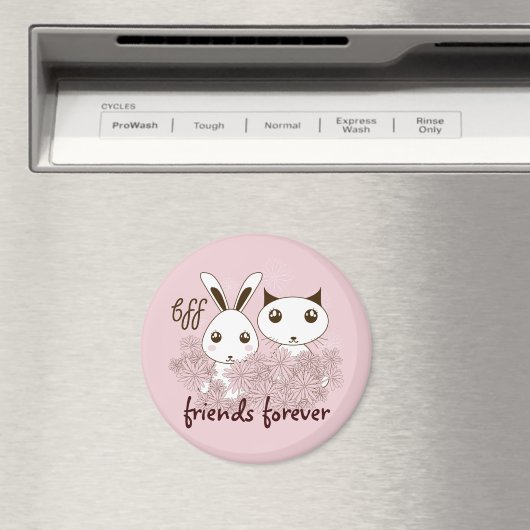 Schattige Kitten en Bunny Friends Forever Meisje R Magneet (Insitu (Vaatwasser))