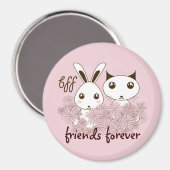 Schattige Kitten en Bunny Friends Forever Meisje R Magneet (Voorkant / Achterkant)