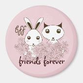 Schattige Kitten en Bunny Friends Forever Meisje R Magneet (Voorkant)