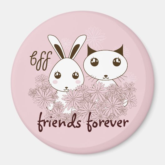 Schattige Kitten en Bunny Friends Forever Meisje R Magneet (Voorkant)
