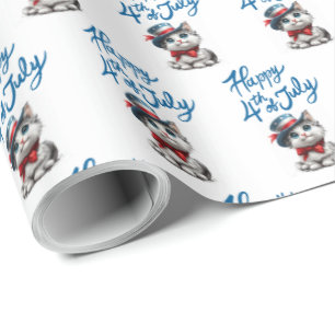 Schattige Kitten Happy 4th of July Cadeaupapier