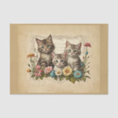 Schattige kitten in bloemensamenstelling - tissuepapier (Voorkant)