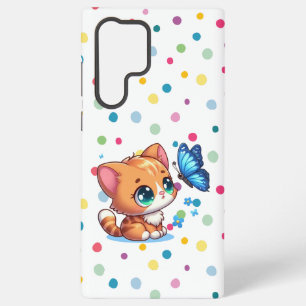 Schattige kitten/kat & vlinder samsung galaxy hoesje