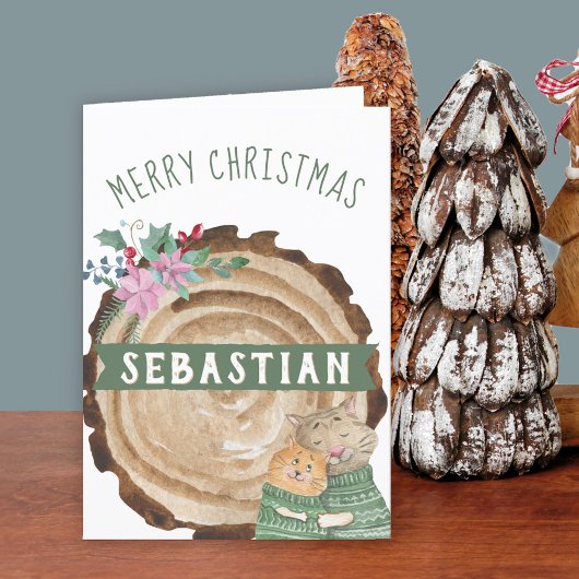 Schattige Kitten Katten Landelijk Kerstmis Feestdagen Kaart