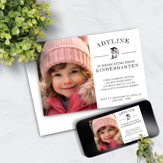 Schattige Kitten Kleuterschool Afstuderen Kaart