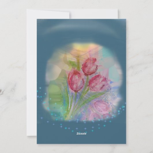 Schattige Kitten Meisje Tulpen Verjaardag Kaart (Achterkant)