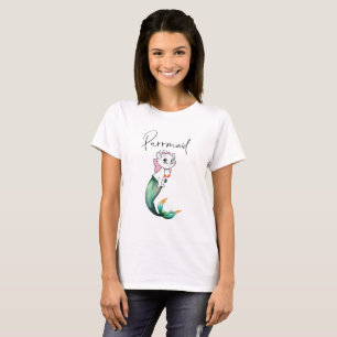 Schattige Kitten Purrmaid – Leuke Zeemeermin Cat D T-shirt