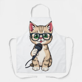 schattige Kitten Reporter Cartoon Sticker Schort