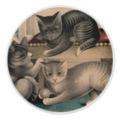  Schattige Kittens Lithograaf Keramische Knop (Voorkant)
