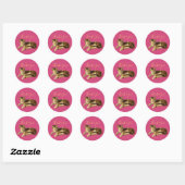 Schattige Kitty Cat Dank u Magenta Gold Script Ronde Sticker (Vel)