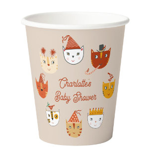 Schattige Kitty Cat gepersonaliseerd Baby shower Papieren Bekers