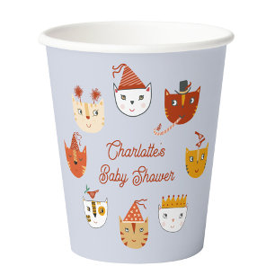 Schattige Kitty Cat gepersonaliseerd Baby shower Papieren Bekers