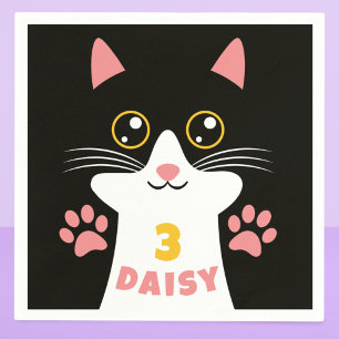 Schattige Kitty Cat Kind's Verjaardagsfeest Servet