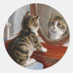 Schattige Kitty Cat  schilderij van Frank Paton Ronde Sticker