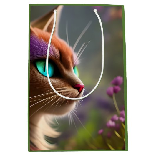 Schattige Kitty cat, Turquoise Eyes Medium Cadeauzakje (Voorkant)