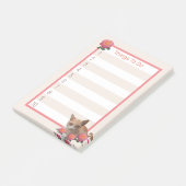 Schattige Kitty Kat en Rozen Post-it® Notes (Schuin)