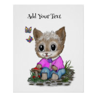 Schattige Kitty Kat en Vlinder