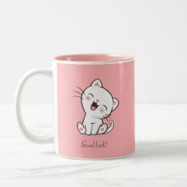 Schattige Kitty Kat & Hart op Roze Tweekleurige Koffiemok