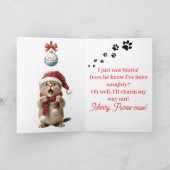 Schattige Kitty Whimsical Kat Kerst Kaart (Binnen)
