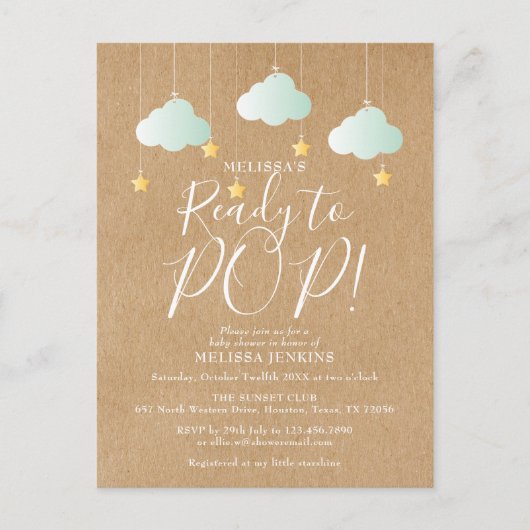 Schattige Klaar om te Poppen Rustiek Neutraal Baby Uitnodiging Briefkaart (Voorkant)